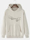 Mens Hand Graphic Print Solid 100% Cotton Casual Pullover Hoodie - Khaki