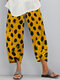 Polka Dot Print Plus Size Casual Pants for Women - Yellow