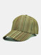 Unisex Cotton Stripe Pattern Fashion Simple Sunshade Baseball Caps - Army Green