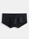 Men Sexy Mini Boxer Briefs Thin Breathable Nude Butt Lifting Patchwork Pouch Plain Underwear - Black
