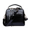 Patent Leather Crocodile Pattern Handbag Shell Solid Leisure Crossbody Bag - Black