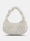 Casual Exquisite Pleated Handle Multi-Carry Waterproof Underarm Bag Dumplings Handbag - White