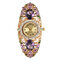 Relógio De Cloisonne De Luxo Relógio De Flor De Cristal De Diamante Elegante Para Presente De Mulher - Roxa