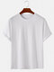 Mens Cotton Solid Color Breathable Loose Daily Round Neck T-Shirts - White