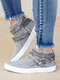 Women Large Size Casual Round Toe Buckle Flat Short boots - Light Gray
