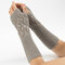 28.5CM Women Winter Knitting Jacquard Fingerless Long Sleeve Casual Warm Half Finger Gloves - Light Grey