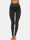 Women Seamless Jacquard Grid Texture Wideband Waist Yoga Sports Leggings Pants - Gray