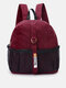 Corduroy Color Patchwork All-match Large Capacity Backpack - Red