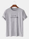 Mens 100% Cotton Letter Printed Breathable Casual O-Neck Short Sleeve T-shirts - Gray
