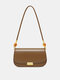 Women Faux Leather Fashion Solid Color Crossbody Bag - Coffee
