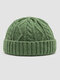 Unisex Knitted Jacquard Solid Color Classic Twist Pattern All-match Warmth Brimless Beanie Landlord Cap Skull Cap - Dark Green