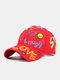 Unisex Cotton Cartoon Smiling Face Love Letter Graffiti Print Dome Adjustable Trendy Sunscreen Baseball Cap - Red