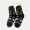 Jacquard And Velvet Anti-ski Socks Thickening Lambskin Knit Socks - Black