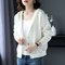 Hooded Sweater Coat Long-sleeved Knit Sweater Cardigan - White