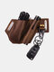 EDC Outdoor Genuine Leather Multifunction Flashlight Belt Sheath With Keychain Belt Bag - Brown