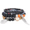 Bohème Colorful Bracelet multicouche Bracelet pendentif aile géométrique Bracelet en perles de riz extensible - Noir