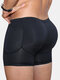 Men Breathable Butt Lifting Underwear BodyBuilding Compression Boxer Detachable Pads Padded Underwear - Black