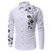 Men's Large Size Bauhinia Print Long Sleeve Bottoming Shirt Casual Top - White