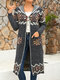Nomadic Tribal Pattern Pocket Hooded Long Sleeve Cardigan - Gray