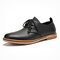 Men Cow Leather Non Slip Soft Sole Casual Formal Shoes - Black