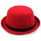 Vintage Pure Color Ladies Hat Woolen Solid Little Dome British Retro Cap - Red