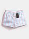 ChArmKpr Men Stripe Swim Trunks Drawstring Quick Drying Mini Shorts Running Lounge Shorts with Lining - Striped