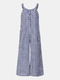 Plaid Print Sleeveless Wide Leg Plus Size Jumpsuit for Women - Blue