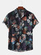 Mens Vintage Summer Breathable Floral Printed Short Sleeve Shirts - As Picture