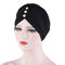 Chiffon Cow Louver Fold Hat Soft Sokid Color Adjustable Headdress Headscarf - Black