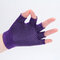 Men Women Cotton Plain Slip-Proof Breathable Elastic Comfortable Half Finger Gloves - Purple