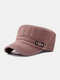 Men Denim Label Solid Color Retro Casual Military Hat - Brown