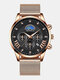 12 Colors Stainless Steel Men Casual Business Watch Decorative Calendar Pointer Quartz Watch - Rose Gold Band Rose Gold Case Bl