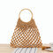 Fabrics Net Beach Bag Solid Handbag For Women - Camel