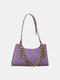 Women Crocodile Pattern Chain Shoulder Bag - Purple