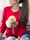 Women's Sweatshirt Long Sleeve Cute Decoration Sweet Sweatshirt - Red