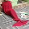 Mermaid Tail Blanket Knit Crochet Mermaid Blanket for Adult Oversized Sleeping Blanket Surge Pattern - Red