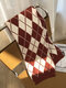 Unisex Cotton Knitted Color Contrast Argyle Pattern All-match Warmth Scarves - Red
