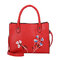 Women Embroidery Tote Handbag Leisure PU Leather Crossbody Bag - Red