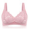 Maternity Sexy Embroidery Flower Wireless Gather Front Buckle Nursing Bra - Pink
