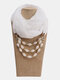 1 Pcs Chiffon Pure Color Resin Pendant Decor Sunshade Keep Warm Shawl Turban Scarf Necklace - White