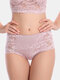 Women Mid Waisted Lace Full Hip Panties - Cameo