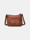 Women Multi-pocket Middle-aged Vintage Crossbody Bag - Brown