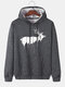 Mens Christmas Reindeer Print Cotton Drawstring Hoodies With Pouch Pocket - Dark Gray