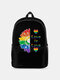 Women Nylon Colorful Cartoon Rainbow Large Capacity Backpack - 16