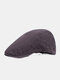 Men Cotton Solid Color Argyle Stitches Breathable Adjustable Sunshade Newsboy Hat Beret Flat Cap - Gray