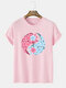Mens Floral Graphics Ethnic Style Short Sleeve T-Shirt - Pink