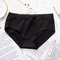 Cotton Lace-trim Hip Lifting Bow-knot Mid Waisted Panties - Black