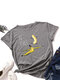 Banana Print Short Sleeve O-neck Loose Casual T-shirt For Women - Dark Gray