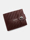 Men Artificial Leather Vintage Embrossed Design Brief Short Wallet Magnet Button Interior Zipper Pocket Slim Purse - Brown