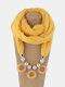 Vintage Rings Geometric-beaded Pendant Solid Color Bali Yarn Resin Scarf Necklace - Yellow